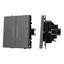 Фото #1 товара Механизм звонкового выключателя двухклавишный LED SWT-NOBE-MKR2-SFPL-L-GR (230V, 10A) (Arlight, Серый базальт)