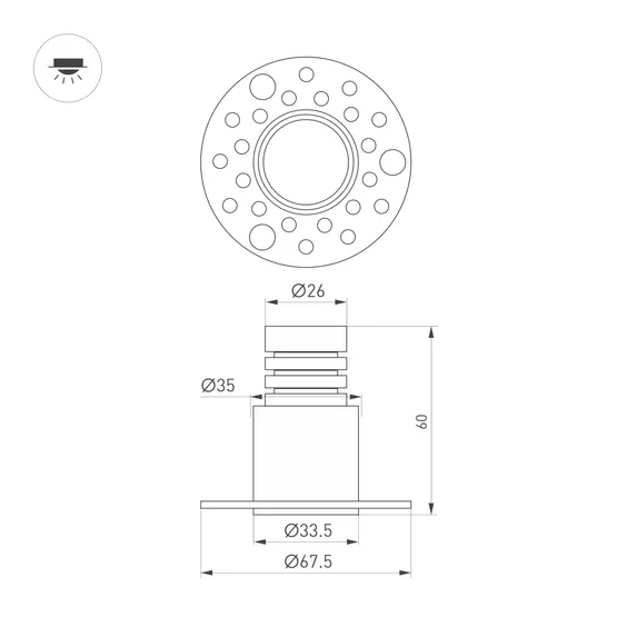 Фото #6 товара Светильник MS-INVISIO-TRIMLESS-R35-5W Warm2700 (WH-WH, 36 deg, 230V) (Arlight, IP54 Металл, 5 лет)