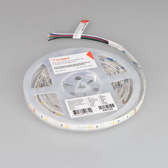 Фото #3 товара Светодиодная лента RTW-SE-B60-10mm 24V RGBW-Day (14.4 W/m, IP65, 5060, 5m) (Arlight, Открытый)