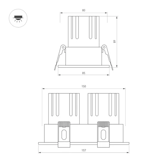Фото #10 товара Светильник MS-FLOW-BUILT-S157x85-2x6W Warm3000 (WH, 38 deg, 230V) (Arlight, IP20 Металл, 5 лет)