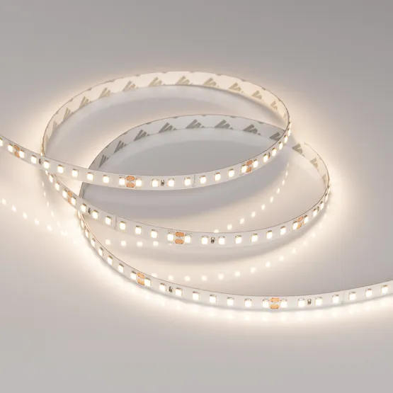Фото #2 товара Светодиодная лента RT-A128-8mm 24V Warm3500 (10 W/m, IP20, 5m) (Arlight, высок.эфф.150 лм/Вт)