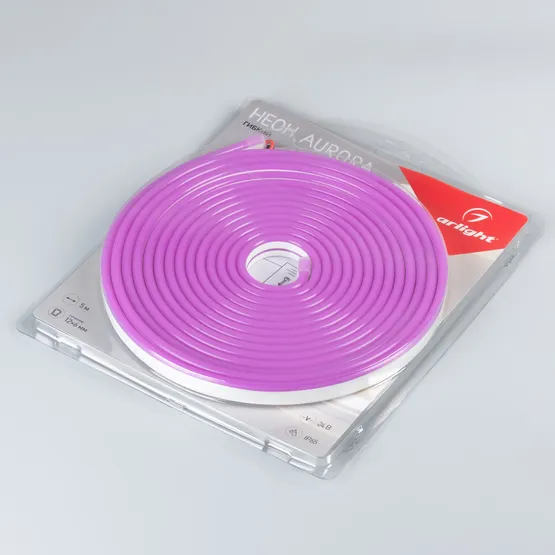 Фото #2 товара Светодиодная лента герметичная AURORA-PS-A120-12x6mm 24V Purple (10 W/m, IP65, 2835, 5m) (Arlight, Силикон, 2 года)