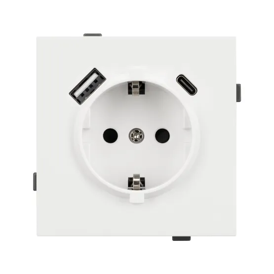 Фото #2 товара Механизм розетки с USB зарядкой SCT-TENDO-MUAC-SFPL-WH (230V, 16A) (Arlight, Матовый белый)