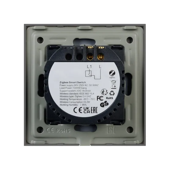Фото #3 товара Выключатель сенсорный SWT-OMALI-S01-ZB-GR (250V, 10A, Zigbee) (Arlight, Стекло)