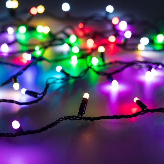 Фото #1 товара Светодиодная гирлянда ARD-STRING-CLASSIC-20000-BLACK-200LED-MILK-SYNC RGB (230V, 13W) (Ardecoled, IP65, 1 год)