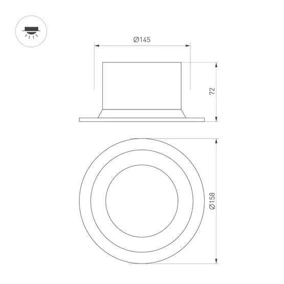 Фото #7 товара Светильник MS-DROP-BUILT-R158-30W Day4000 (WH, 90 deg, 230V) (Arlight, IP54 Металл, 5 лет)