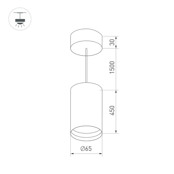 Фото #11 товара Светильник SP-POLO-HANG-LONG450-R65-8W Warm3000 (WH-BK, 40 deg) (Arlight, IP20 Металл, 3 года)