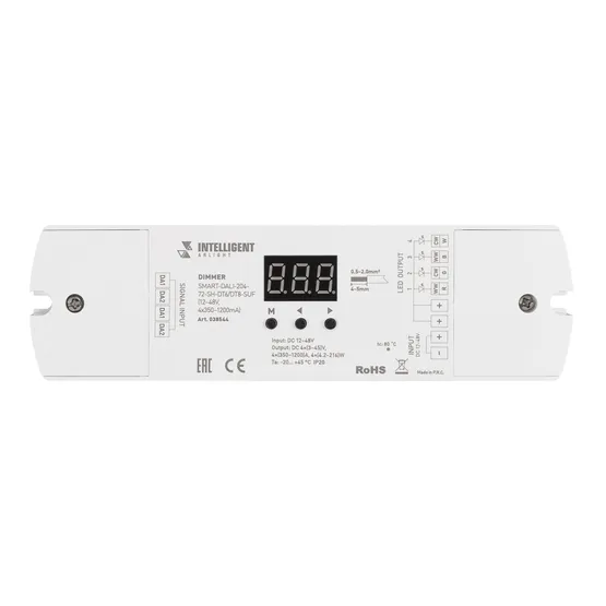 Фото #3 товара INTELLIGENT ARLIGHT Диммер SMART-DALI-204-72-SH-DT6/DT8-SUF (12-48V, 4x350-1200mA) (IARL, IP20 Пластик, 5 лет)
