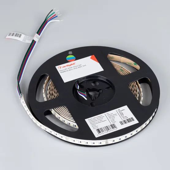 Фото #2 товара Светодиодная лента RT-H120-10mm 24V RGBW-White-4-in-1 (25 W/m, IP20, 4040, 5m) (Arlight, Открытый)
