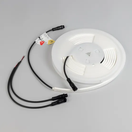 Фото #2 товара Светодиодная лента герметичная WAVE-SIDE-PU-A120-06x12mm 24V Warm3500 (8 W/m, IP68, 5m, wire x2) (Arlight, Вывод прямой, 3 года)