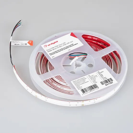 Фото #4 товара Светодиодная лента COB-X768-12mm 24V RGBW-White (15 W/m, IP20, CSP, 5m) (Arlight, 5 лет)