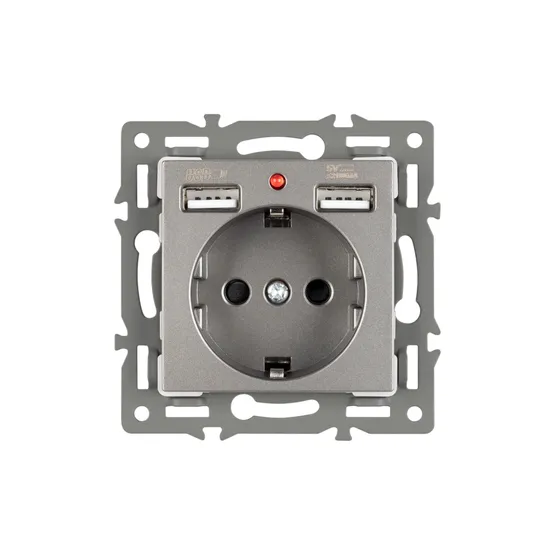 Фото #3 товара Механизм розетки с USB зарядкой SCT-MUAA-PL-GR (250V, 16A) (Arlight, -)
