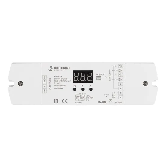 Фото #2 товара INTELLIGENT ARLIGHT Диммер SMART-DALI-204-72-SH-DT6/DT8-SUF (12-48V, 4x150-500mA) (IARL, IP20 Пластик, 5 лет)