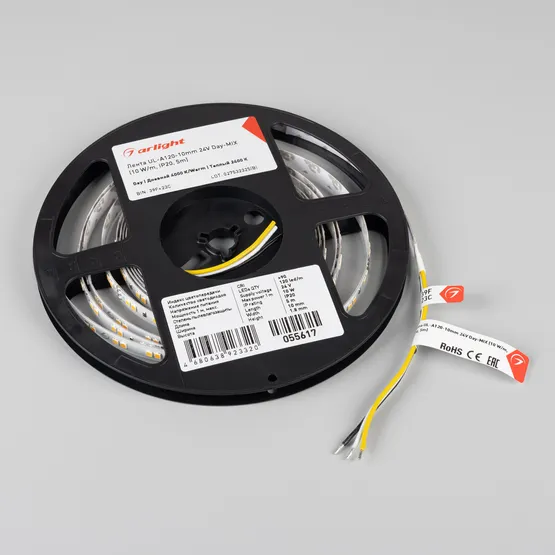 Фото #5 товара Светодиодная лента UL-A120-10mm 24V Day-MIX (10 W/m, IP20, 5m) (Arlight, Изменяемая ЦТ)