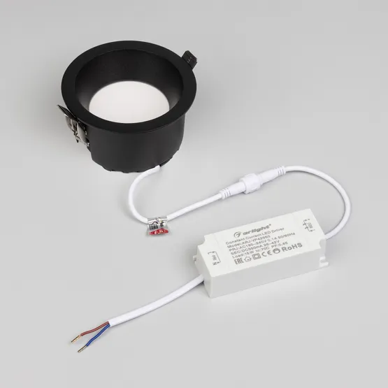 Фото #2 товара Светильник MS-DROP-BUILT-R105-14W Day4000 (BK, 85 deg, 230V) (Arlight, IP54 Металл, 5 лет)