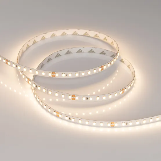 Фото #2 товара Светодиодная лента RT-A128-8mm 24V Warm3000 (10 W/m, IP20, 5m) (Arlight, высок.эфф.150 лм/Вт)