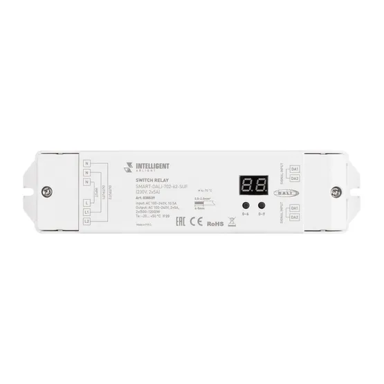 Фото #2 товара INTELLIGENT ARLIGHT Релейный модуль SMART-DALI-702-62-SUF (230V, 2x5A) (IARL, IP20 Пластик, 5 лет)