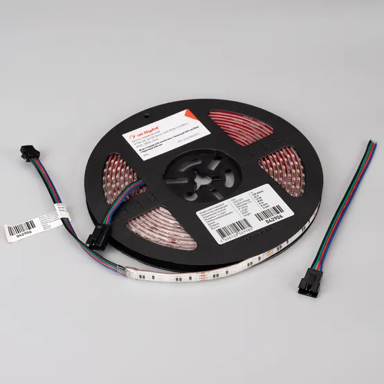 Фото #3 товара Светодиодная лента герметичная RTW-SE-A120-8mm 24V RGB (12 W/m, IP65, 2835, 5m) (Arlight, 5 лет)
