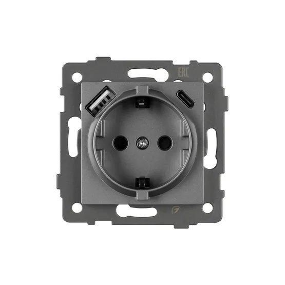 Фото #2 товара Механизм розетки с USB зарядкой SCT-MUAC-PL-GR-V (250V, 16A) (Arlight, -)