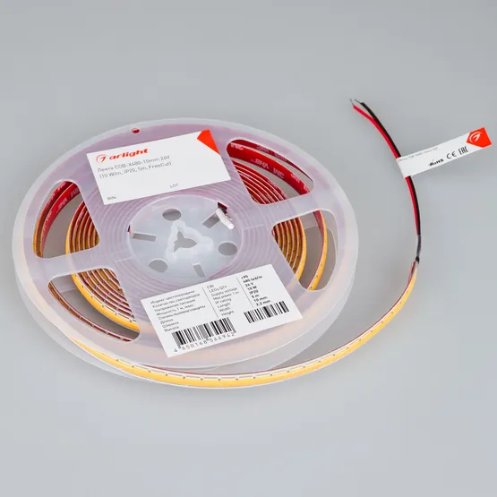 Фото #2 товара Светодиодная лента COB-X480-10mm 24V Warm3000 (10 W/m, IP20, 5m, FreeCut) (Arlight, Свободная резка)
