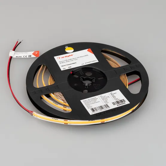 Фото #2 товара Светодиодная лента COB-X480-8mm 24V Warm3000 (8 W/m, IP20, CSP, 5m) (Arlight, -)
