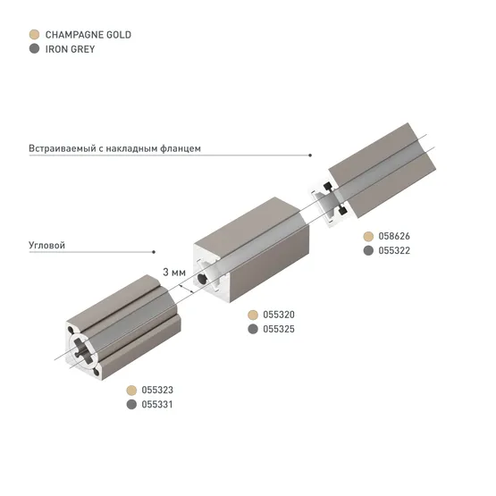 Фото #3 товара Профиль c экраном SL-KANT-H10-SQUARE-2000 CHAMPAGNE GOLD (Arlight, Алюминий+пластик)