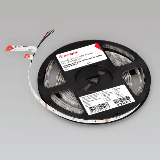 Фото #8 товара Светодиодная лента RT-B60-10mm 24V RGB (14.4 W/m, IP20, 5060, 5m) (Arlight, Открытый)