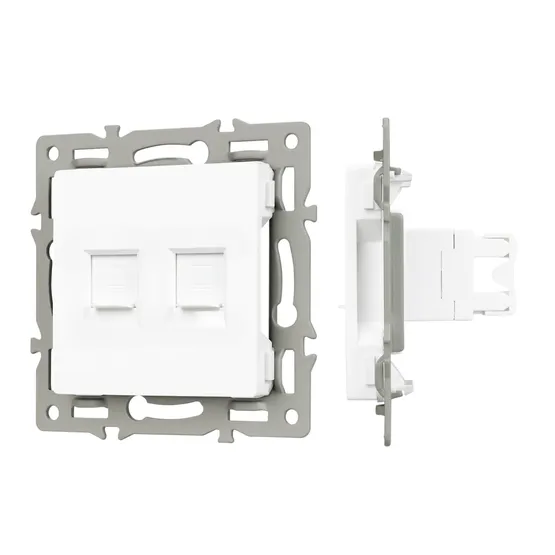 Фото #1 товара Механизм компьютерной розетки двойной SCT-MPC2-PL-WH (RJ-45, CAT6) (Arlight, -)