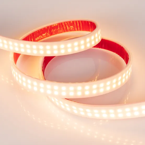Фото #4 товара Светодиодная лента RTW 2-5000PW 24V Warm2700 2x2 (3528, 1200 LED, LUX) (Arlight, 19.2 Вт/м, IP66)
