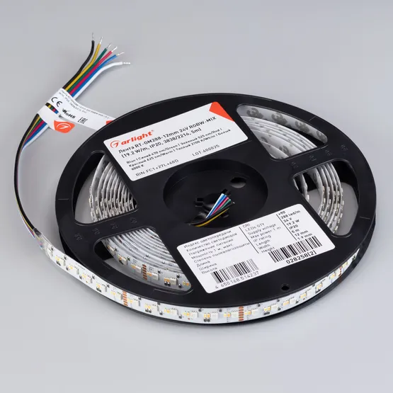 Фото #5 товара Светодиодная лента RT-GM288-12mm 24V RGBW-MIX (19.2 W/m, IP20, 3838/2216, 5m) (Arlight, RGB-CCT, RGB-MIX, RGB-White MIX)