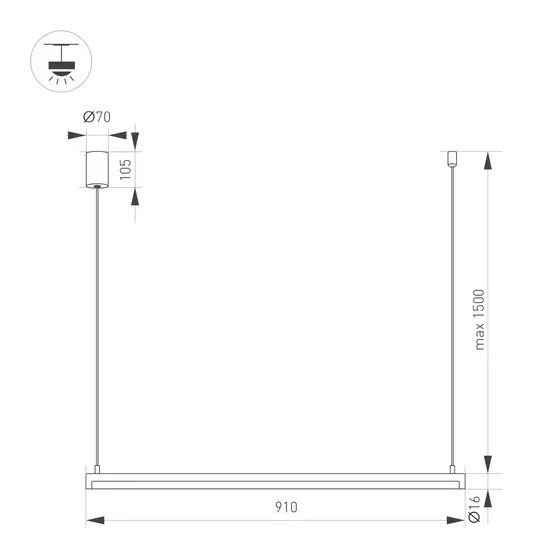 Фото #3 товара Светильник SP-UMBRA-HANG-H-L900-15W Day4000 (GD, 120 deg, 230V) (Arlight, IP20 Металл, 3 года)