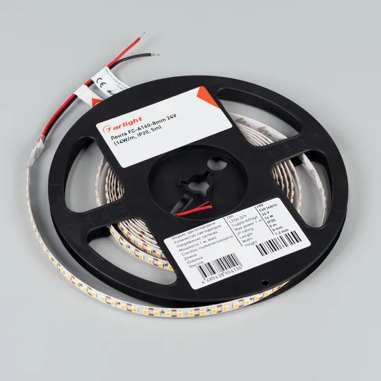 Фото #3 товара Светодиодная лента FC-A160-8mm 24V Warm3500-CX1 (14 W/m, IP20, 5m) (Arlight, резка 1 светодиод)