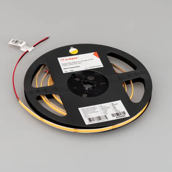 Фото #4 товара Светодиодная лента COB-X480-6mm 24V Warm2700 (6 W/m, IP20, CSP, 5m) (Arlight, -)