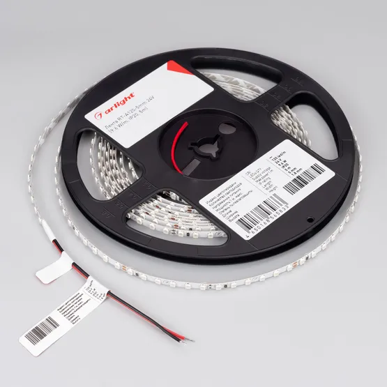 Фото #2 товара Светодиодная лента RT-A120-5mm 24V Red (9.6 W/m, IP20, 2835, 5m) (Arlight, 9.6 Вт/м, IP20)