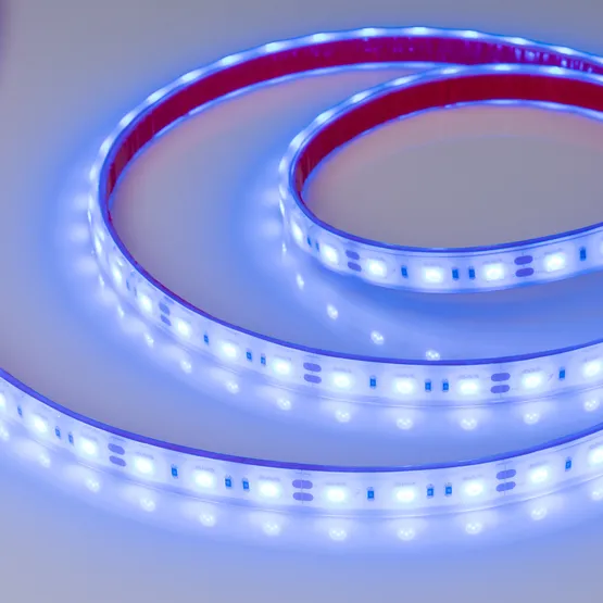 Фото #4 товара Светодиодная лента RTW 2-5000PGS 12V Blue 2x (5060, 300 LED, LUX) (Arlight, 14.4 Вт/м, IP67)