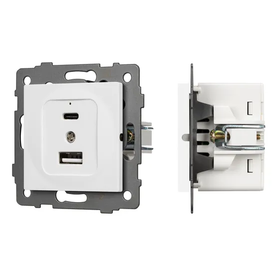 Фото #1 товара Механизм USB розетки SCT-MUAC-PL-WH-V (5V, 3A, QC4) (Arlight, -)