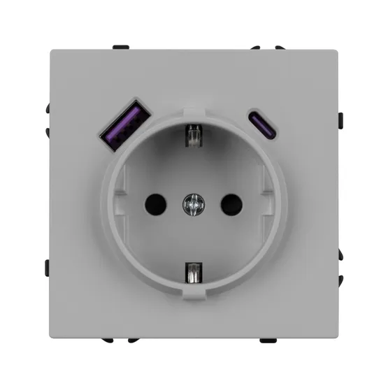 Фото #3 товара Механизм розетки с USB зарядкой SCT-NOBE-MUAC-SFPL-IS (230V, 16A) (Arlight, Никель)