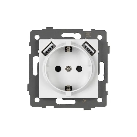 Фото #2 товара Механизм розетки с USB зарядкой SCT-MUAA-PL-WH-V (250V, 16A) (Arlight, -)