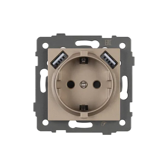 Фото #2 товара Механизм розетки с USB зарядкой SCT-MUAA-PL-GD-V (250V, 16A) (Arlight, -)
