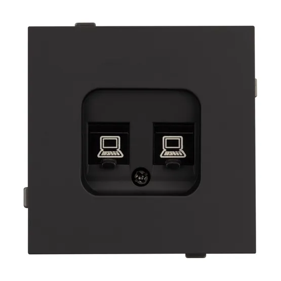 Фото #3 товара Механизм компьютерной розетки двойной SCT-TENDO-MPC2-SFPL-BK (RJ-45, CAT6) (Arlight, Матовый черный)