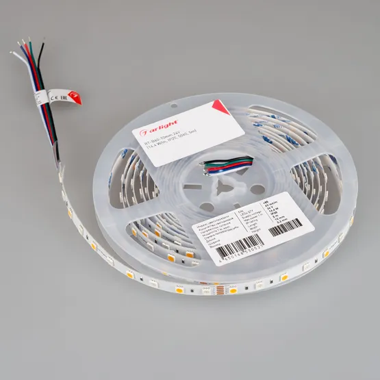 Фото #3 товара Светодиодная лента RT-B60-10mm 24V RGBW-Day (14.4 W/m, IP20, 5060, 5m) (Arlight, Открытый)