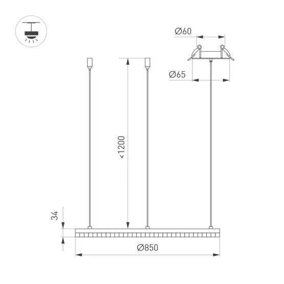 Фото #5 товара Светильник SP-DIAMOND-R850-40W Warm3000 (BK, 45 deg, 230V, TRIAC) (Arlight, IP20 Металл, 5 лет)