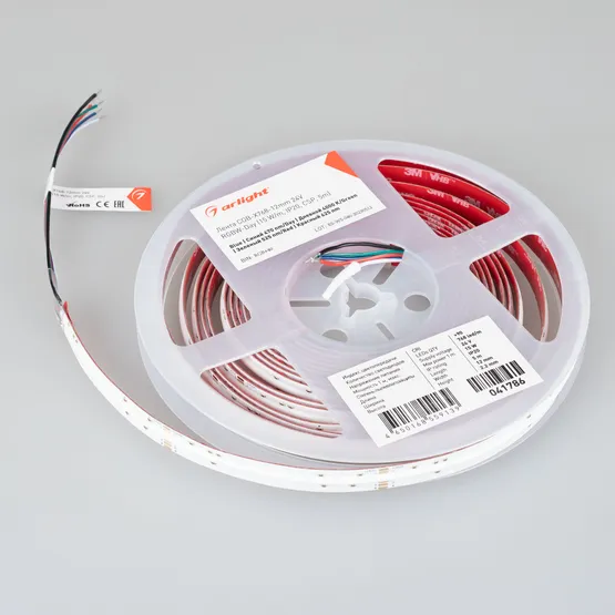 Фото #6 товара Светодиодная лента COB-X768-12mm 24V RGBW-Day (15 W/m, IP20, CSP, 5m) (Arlight, 5 лет)