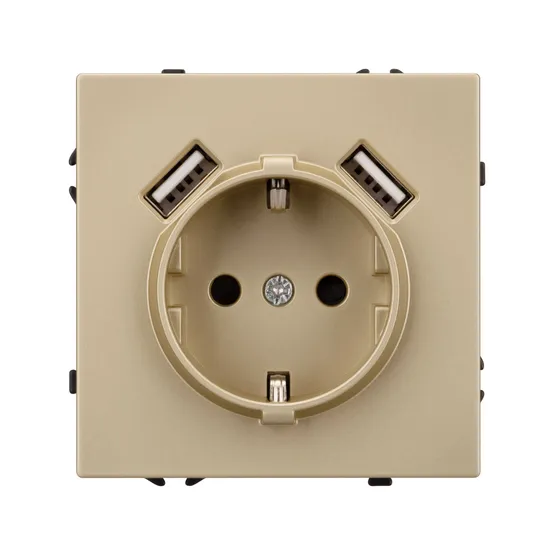 Фото #3 товара ARL NOBE Розетка зк со шторками с USB тип А+А софт-тач золотой песок SCT-MUAA-SFPL-GD (250V, 16A) (Arlight, -)
