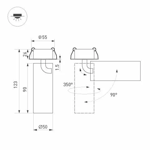 Фото #5 товара Светильник SP-GABI-BUILT-FLAP-R50-9W Warm3000 (WH, 36 deg, 230V) (Arlight, IP40 Металл, 5 лет)