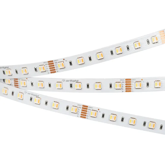 Фото #1 товара Светодиодная лента RT-B60-12mm 24V RGBW-MIX-5-in-1 (20 W/m, IP20, 5060, 5m) (Arlight, RGB-CCT, RGB-MIX, RGB-White MIX)