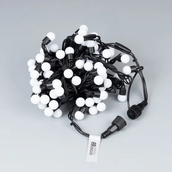 Фото #2 товара Светодиодная гирлянда ARD-BALL-CLASSIC-D17.5-10000-BLACK-100LED WHITE (230V, 7W) (Ardecoled, IP65)