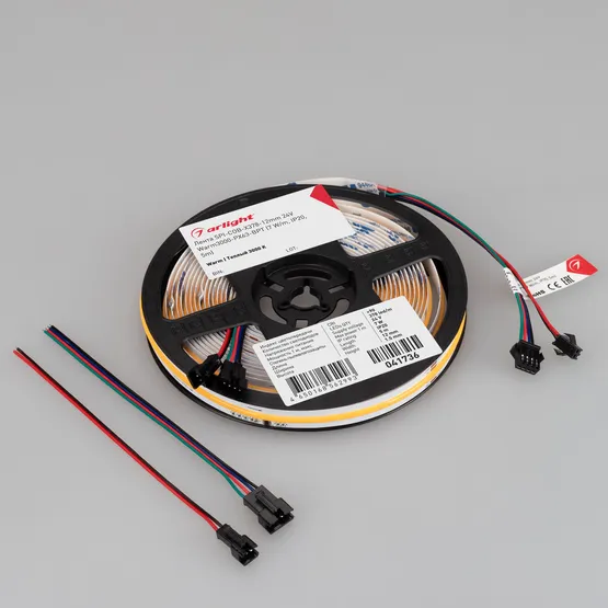 Фото #4 товара Светодиодная лента SPI-COB-X378-12mm 24V Warm3000-PX63-BPT (7 W/m, IP20, 5m) (Arlight, бегущий огонь)