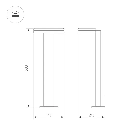 Фото #6 товара Светильник LGD-TENT-BOLL-H500-9W Warm3000 (GR, 110 deg, 230V) (Arlight, IP65 Металл, 3 года)