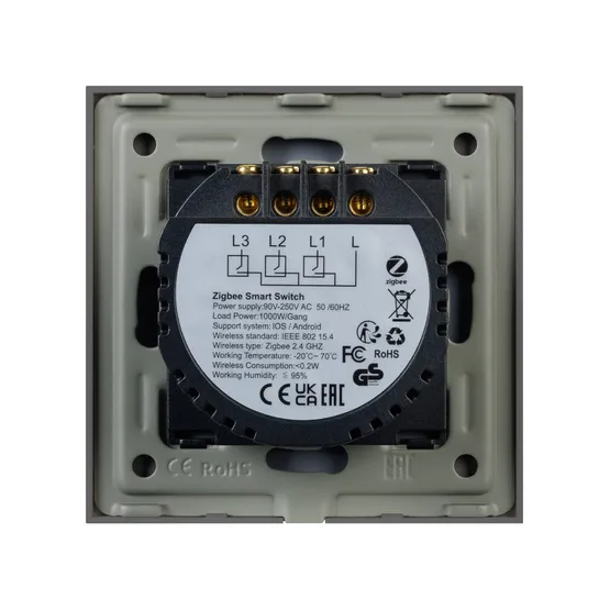 Фото #3 товара Выключатель сенсорный SWT-OMALI-S03-ZB-GR (250V, 10A, Zigbee) (Arlight, Стекло)